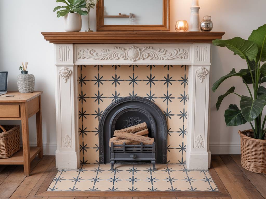 Utiliser le carrelage pour transformer une vieille cheminée en élément central design Utiliser le carrelage pour transformer une vieille cheminée en élément central design